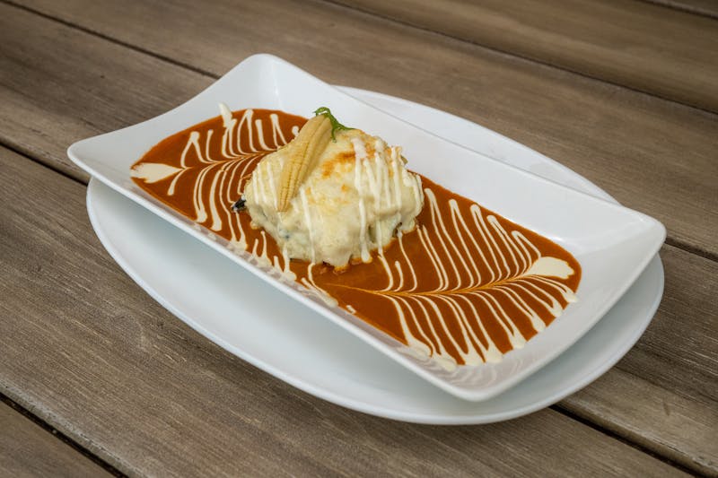 Chuys beef and cheese enchiladas with mole sauce